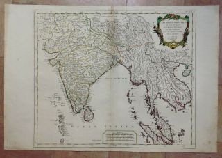 India Southeast Asia 1779 Vaugondy/santini Large Antique Map In Colors 18th Cent