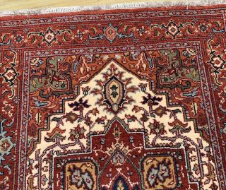 Authentic Hand Knotted Heriz Serapi Wool Area Rug 4 x 6 Ft 6