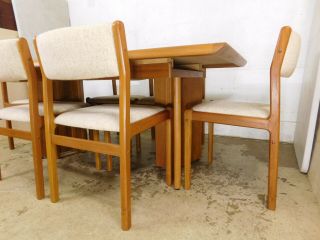 VTG Dining Moller Teak Danish Mid Century Modern Expandable Table 6 Chairs Set 3
