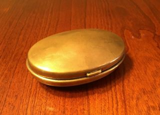 Antique Tin Lined Brass Snuff Box Tinder Box