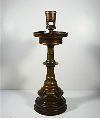 Antique 17th Century Solid Bronze Capstan Candlestick