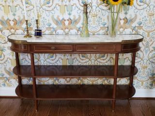 Vintage Console Table With Heavy Marble Top