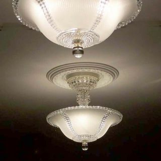 355 Vintage Antique Art Deco Glass Ceiling Light Lamp Fixture Chandelier