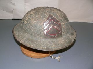 GREAT WW1 ERA U S HELMET WITH LINER & CHIN STRAP AND NAME/RANK SERIAL /UNIT 2