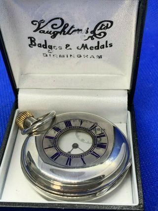 Rare Antique 1884 Army & Navy London Silver Half Hunter Keyless Pocket Watch