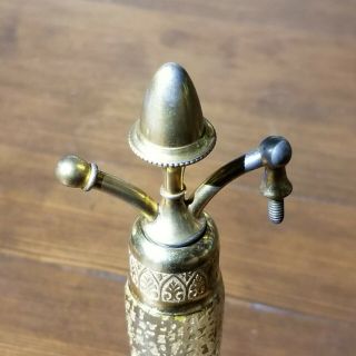 Antique 1920 ' s Devilbiss Signed Gold and Cranberry Perfume Atomizer w/ Acorn Top 6