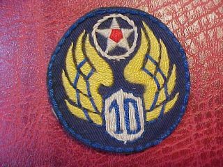 Wwii Usaaf 10th Air Force Cbi Theater Made Patch With Snaps