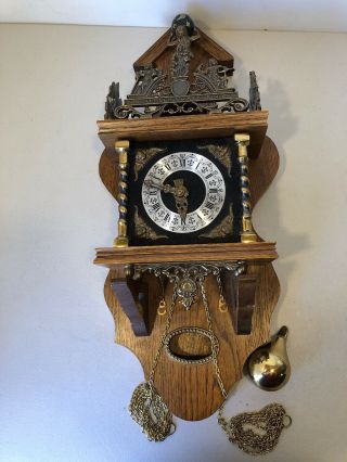 Vintage Fhs Franz Hermle & Sohn Atlas Wall Clock Germany 261 - 080a
