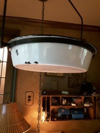 Hanging Scale From The 50 ' s R.  H.  FORSCHNER WITH ENAMELWARE Pan 30lb Rare 5