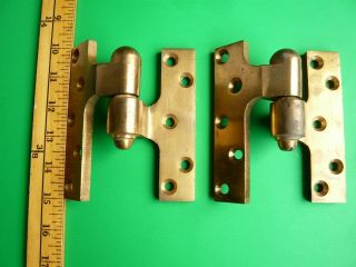 Antique Pair Rixson Solid Brass Or Bronze Pivot Offset Door Hinges Liftoff Type