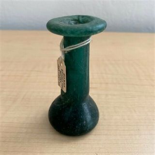 Ancient Roman Green Glass Spindle Type Bottle; 3rd Century