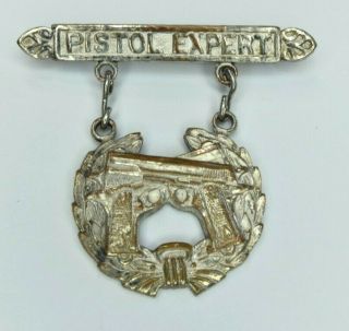 Wwi / Wwii Usmc Pistol Expert Badge - Early Safety Clasp