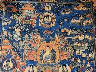Rare MasterPiece Handpainted Tibetan Full Buddha Life thangka Painting Chinese 1 2