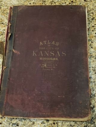 Vintage Atlas - City Of Kansas,  Missouri.  1886 Extremely Rare