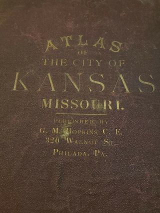 VINTAGE ATLAS - CITY OF KANSAS,  Missouri.  1886 EXTREMELY RARE 4
