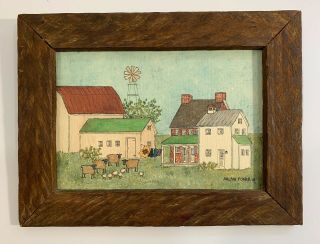 Pennsylvania Lancaster County Farm Painting By Arlene Fisher Dated 1986