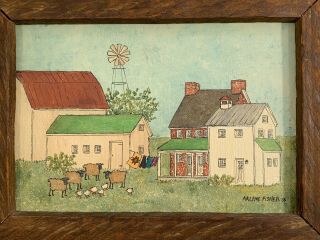 Pennsylvania Lancaster County Farm Painting By Arlene Fisher Dated 1986 2