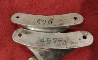Theo A Kochs Antique Barber Chair Round Seat Brackets Front & Rear 496,  497 2