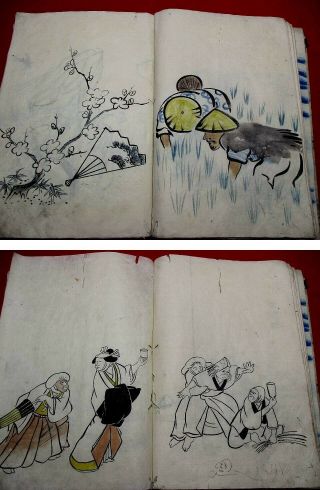 1 - 10 Japanese Dutch DEJIMA kimono Hand - writing manuscript pictures Book 9