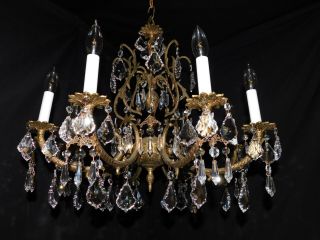 Antique Brass Chandelier 8 Lights Quality Lead Crystals.