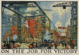1917 U.  S.  World War 1 Military Poster Jonas Lie On Job Victory 39 X 55 "