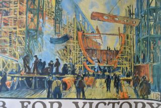 1917 U.  S.  World War 1 Military Poster Jonas Lie On Job Victory 39 x 55 