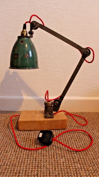 Vintage 1930s Edl Industrial Machinist Lamp Two Arm Anglepoise Light