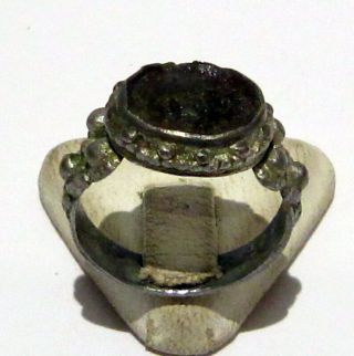 18th.  /19th Century Silver Ring With Black Stone 936