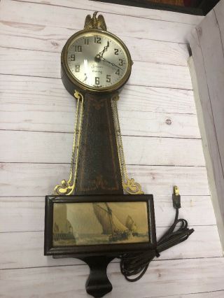 Vintage Sessions Nautical Ship Banjo Electric Wall Clock Brass Glass 22 "