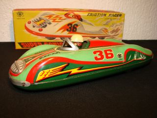 Tin Race Car Japan Modern Toys 1950 Sonic Friction Nos/mint & Orig.  Box