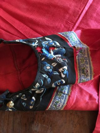 Antique Chinese Gauze Summer Robe Dragon Roundels Silk Embroidered Late Qing 5
