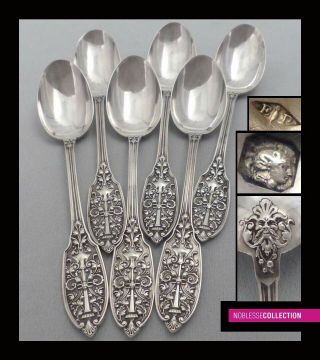 Puiforcat Antique French Sterling Silver Coffee/tea Spoons Set 6pc Renaissance