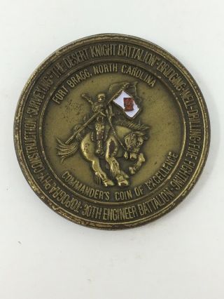 30th Engineer Battalion Brass & Enamel Challenge Commanders Coin Fort Bragg Nc