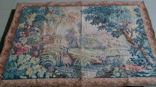 Antique 19c Aubusson Style French Tapestry 36 " X55 " (ccm92x140))  L Colorful View
