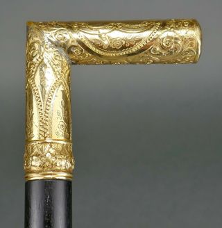 Fine Antique Victorian Gold Filled Masonic Gentlemans Walking Stick Cane Chicago