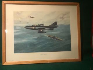 1948 Factory Grumman Panther Jet By Wayne Davis Framed 27.  5” By 22”
