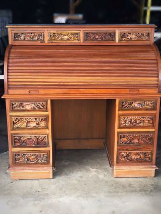 Imported Antique Asian Roll Top Desk