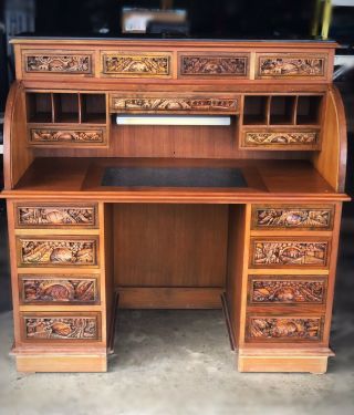 Imported Antique Asian Roll Top Desk 2