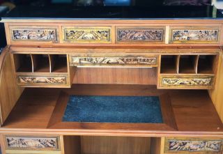 Imported Antique Asian Roll Top Desk 9