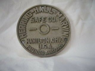 Safe Plaque,  Herring - Hall - Marvin Safe Co.  Hamilton,  Ohio. ,  1922