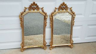 Pair Exquisite La Barge Carved Gold Gilt Wood Rococo Mirrors R1577 Ornate Italy