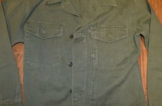 WW2 USMC HBT Early Fatigue Herringbone Shirt 3 pocket size small 38 2 3