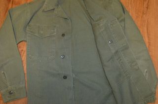 WW2 USMC HBT Early Fatigue Herringbone Shirt 3 pocket size small 38 2 4