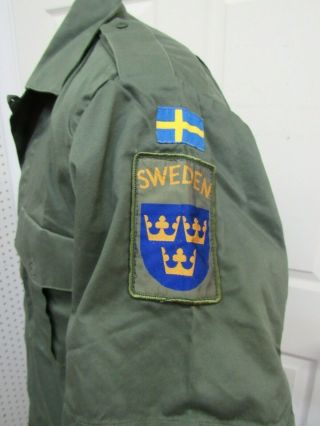 Swedish Military OD Fatigue Uniform Shirt IFOR & Sweden Patch Ops Joint Endeavor 5