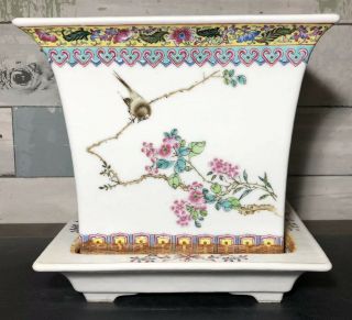 Chinese Export Porcelain Planter & Tray Hand Painted