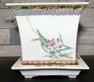 Chinese Export Porcelain Planter & Tray Hand Painted 3