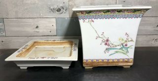 Chinese Export Porcelain Planter & Tray Hand Painted 7