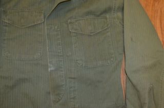 WW2 USMC HBT Early Fatigue Herringbone Shirt 3 pocket size 38 small 3