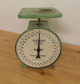 Vintage Antique Hanson Utility Scale Model 2060 60lb Retro Kitchen Green