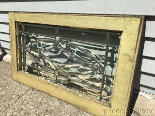 Antique Beveled & Jeweled Glass Transom Window Circa 1900 11